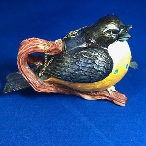 RARE Collectible NINI Bird Miniature Tea Pot Trinket Box Hand Painted Resin